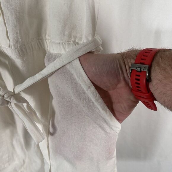 LOFT Romper Women XS White Short Sleeve Round Neck Sleeveless Lightweight Cotton - Picture 4 of 11